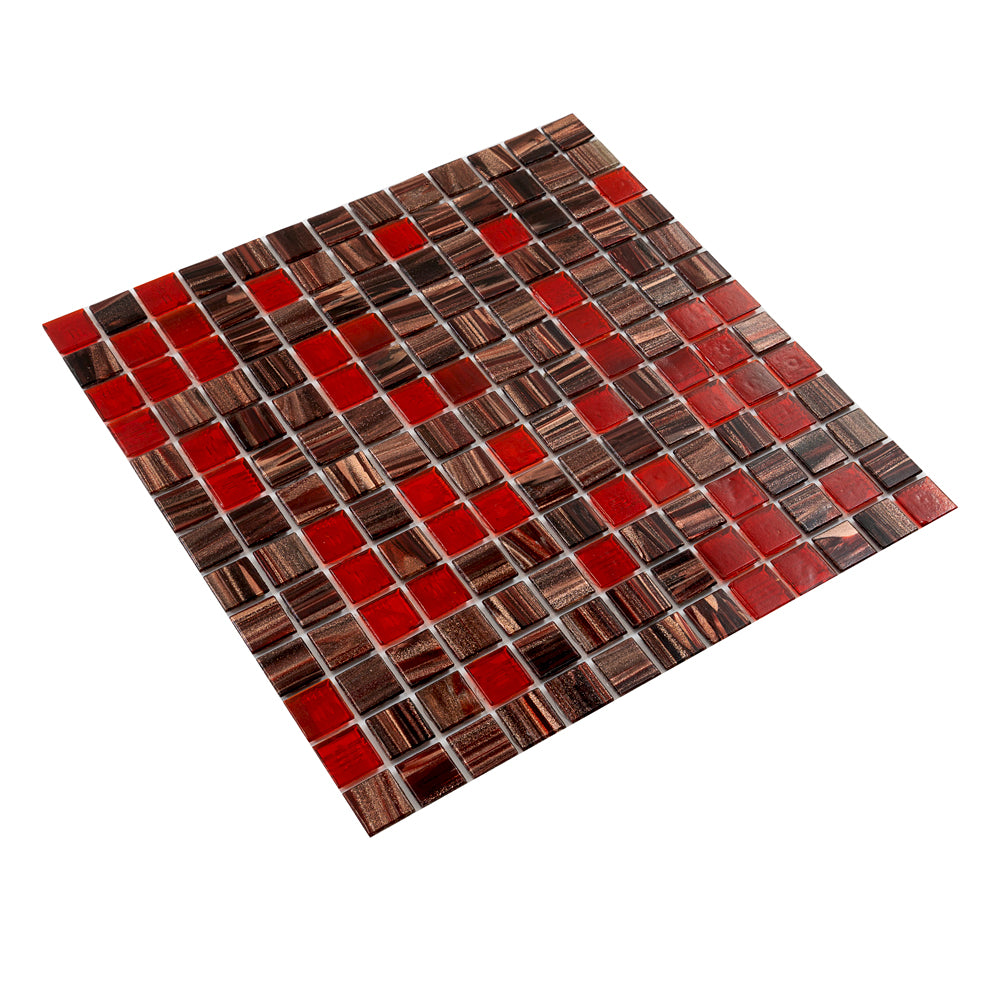 20-pack Mingles 12 in. x 12 in. Glossy Berry Red Glass Mosaic Wall and Floor Tile (20 sq ft/case)