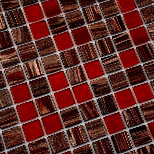 20-pack Mingles 12 in. x 12 in. Glossy Berry Red Glass Mosaic Wall and Floor Tile (20 sq ft/case)