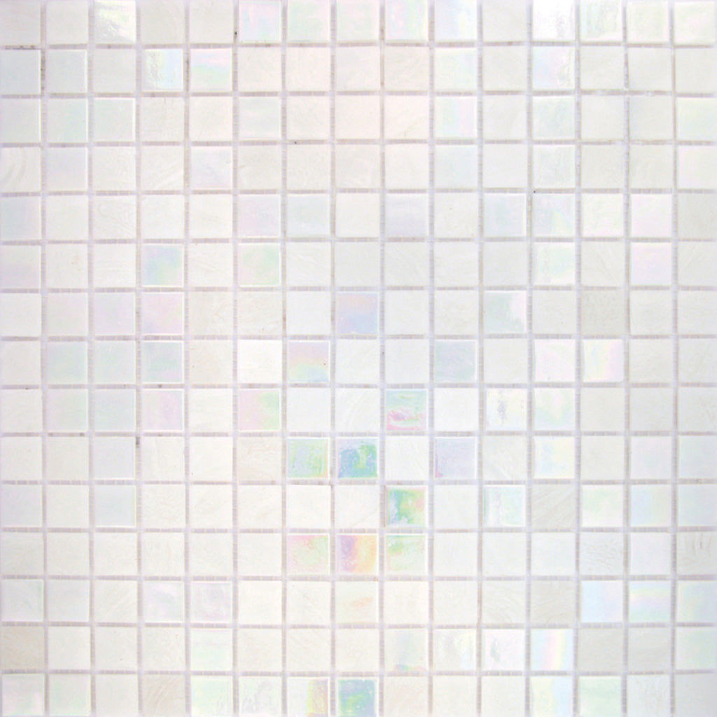 Cotton White Glossy Glass Mosaic Tile