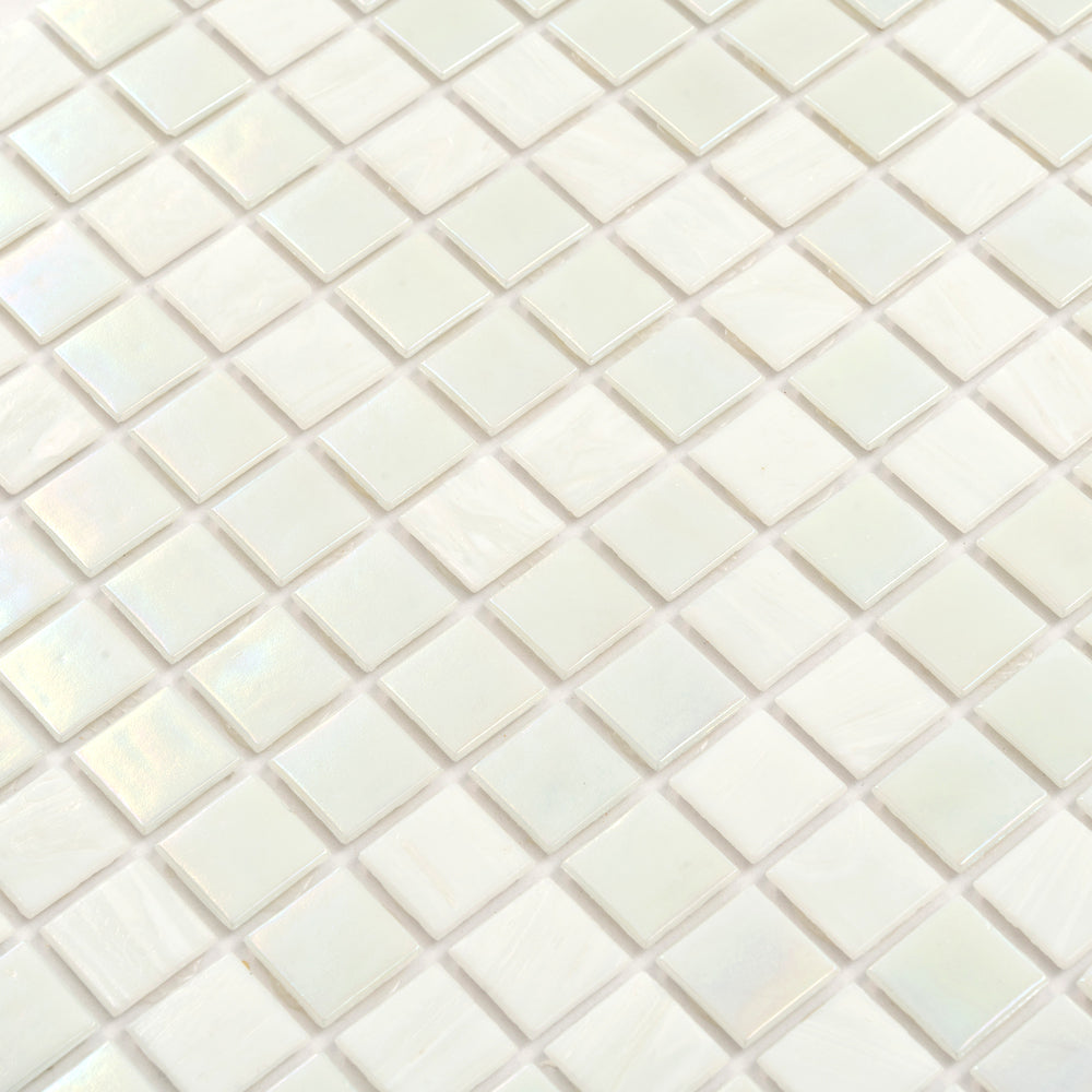 Cotton White 12x12 Glossy Square Glass Mosaic Tile (20 pack, 20 sq ft/case) - Sample