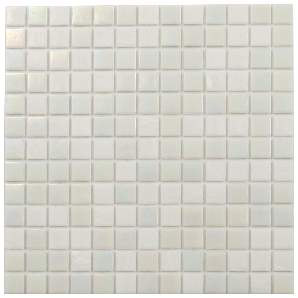 20-pack Mingles 12 in. x 12 in. Glossy Cotton White Glass Mosaic Wall and Floor Tile (20 sq ft/case)