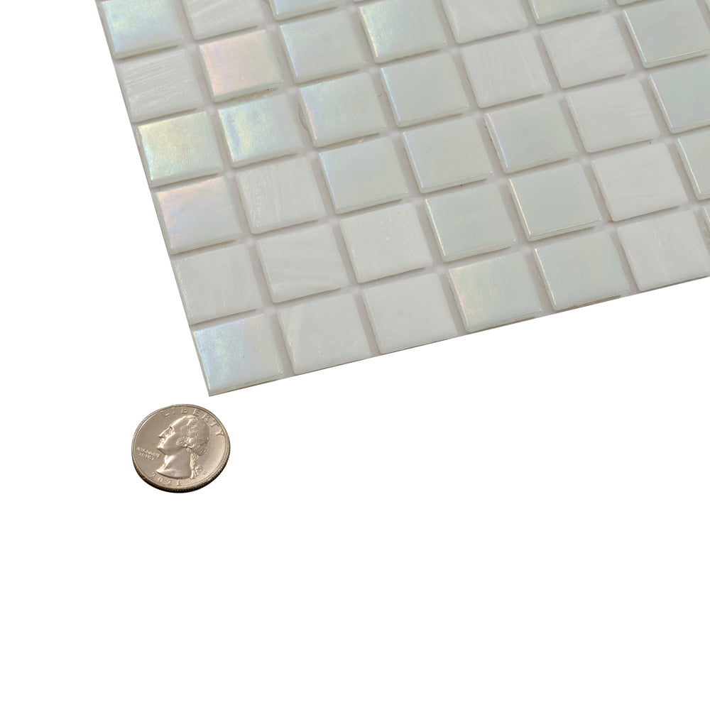 Cotton White 12x12 Glossy Square Glass Mosaic Tile (20 pack, 20 sq ft/case) - Sample