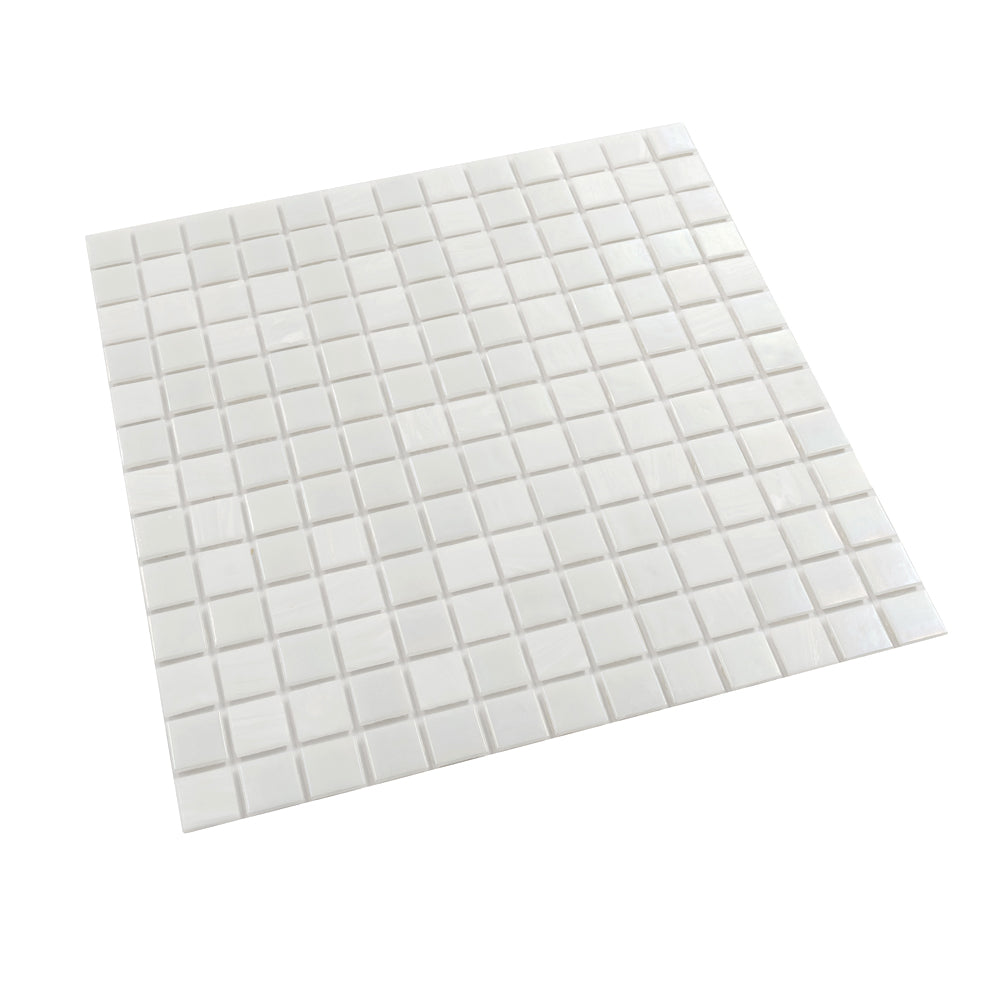 20-pack Mingles 12 in. x 12 in. Glossy Cotton White Glass Mosaic Wall and Floor Tile (20 sq ft/case)