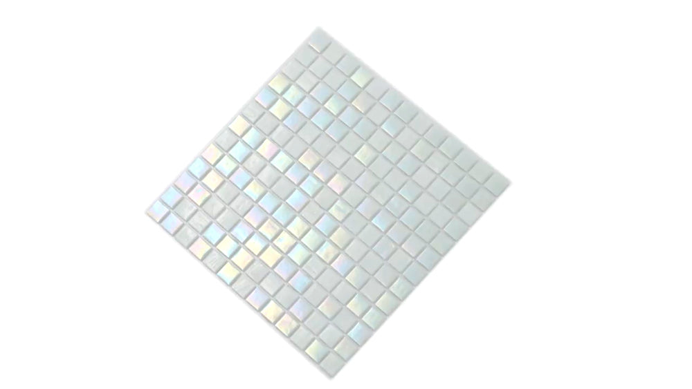 20-pack Mingles 12 in. x 12 in. Glossy Cotton White Glass Mosaic Wall and Floor Tile (20 sq ft/case)