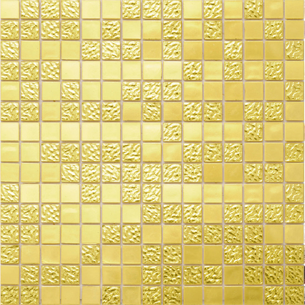 Gold Yellow Glossy Glass Mosaic Tile