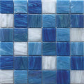 Sample - Blue White 12x12 Glossy Glass Uniform Square Mosaic Tile (20 pack, 20 sq ft/case)