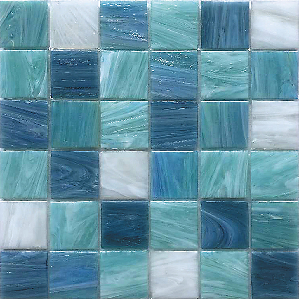 20-pack Mingles 12 in. x 12 in. Glossy Green and White Glass Mosaic Wall and Floor Tile (20 sq ft/case) - Sample