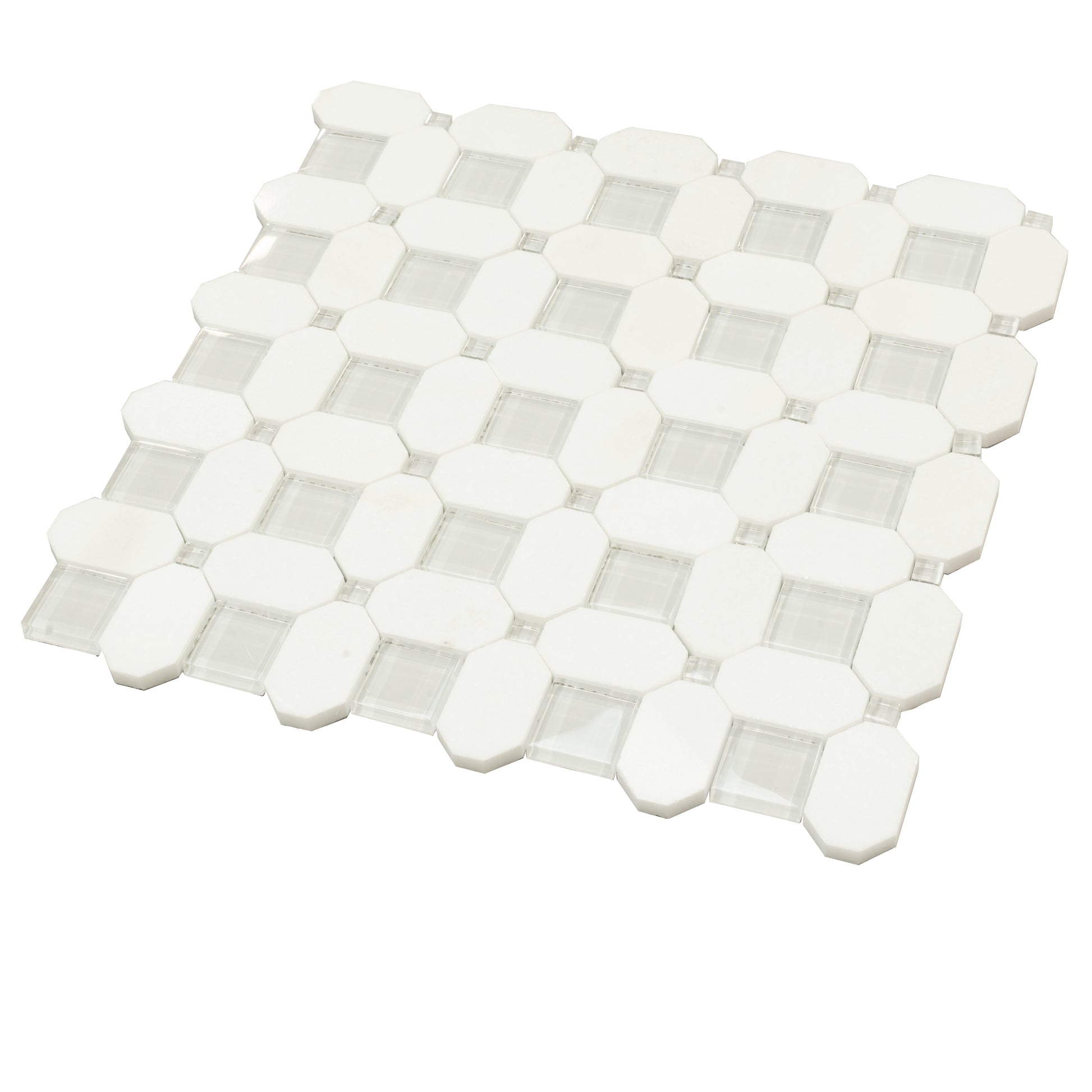 12x12 White & Blue Polished Glass Tile