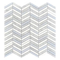 Sample - Thassos Bianco Carrara Blue Celeste 12x12 Polished Chevron Marble Mosaic Tile (5 pack, 5 sq ft/case)
