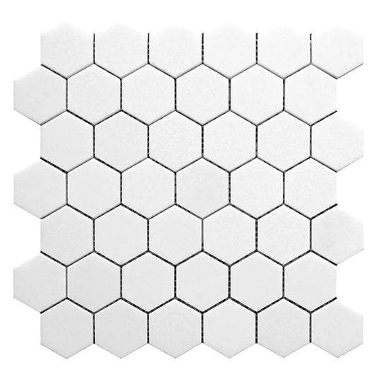 Nubes 11.8 in. x 11.8 in. Polished Pearl White Marble Mosaic Hexagon Wall and Floor Tile (4.83 sq ft/case) - 5 Pack