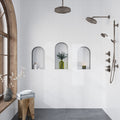 Polished white Thassos marble hexagon mosaic tile wall in shower with 12x12 inch mesh sheets