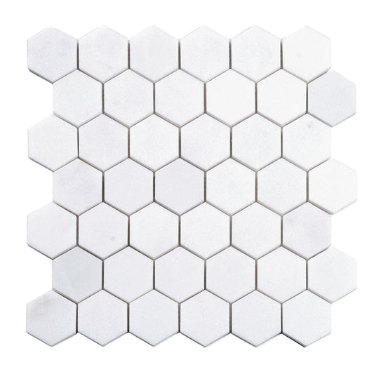 Snow White 12x12 Honed Hexagon Marble Mosaic Tile (5 pack, 4.83 sq ft/case) - Sample