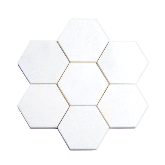 Nubes 10.2 in. x 10.6 in. Honed Pearl White Marble Mosaic Hexagon Wall and Floor Tile (3.75 sq ft/case) - 5 Pack