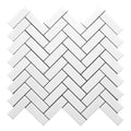 Sample - Snow White 12x13 Honed Herringbone Thassos Marble Mosaic Tile (5 pack, 5.29 sq ft/case)