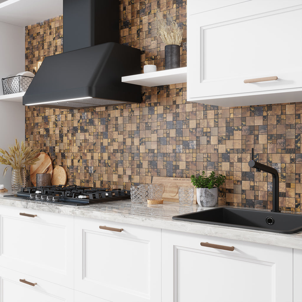 5 pack Bronze 11.7 in. x 11.7 in. Honed Square Polished Metal Mosaic Tile (4.75 sq ft/case) - Sample