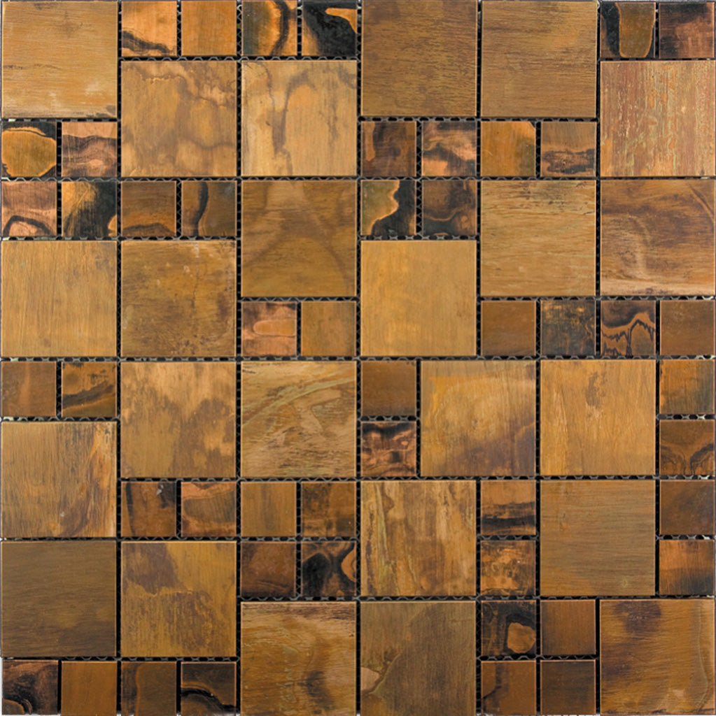5 pack Bronze 11.7 in. x 11.7 in. Honed Square Polished Metal Mosaic Tile (4.75 sq ft/case) - Sample