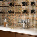 Bronze matte 12x12 metal square mosaic tile backsplash with rustic earthy tones