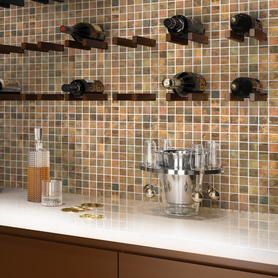Bronze 12x12 Matte Square Metal Mosaic Tile (5 pack, 4.75 sq ft/case) - Sample