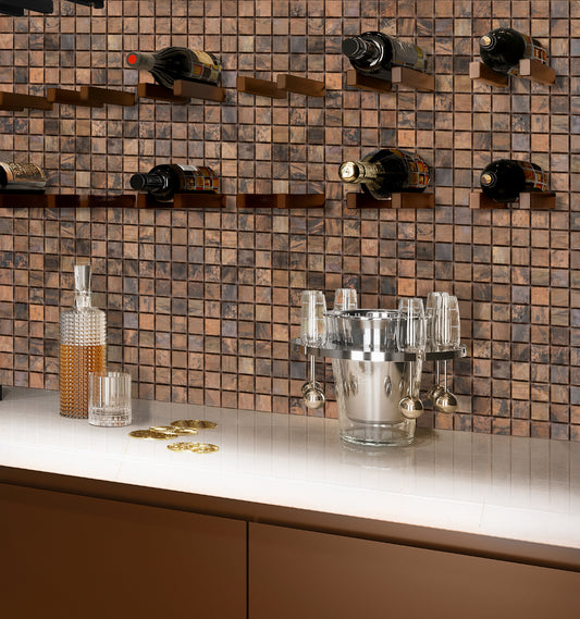 Bronze 12x12 Matte Square Metal Mosaic Tile (5 pack, 4.75 sq ft/case)