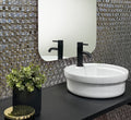 Anchor gray polished metal penny round mosaic tile on bathroom wall