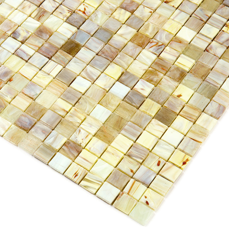 20-pack Skosh 11.6 in. x 11.6 in. Glossy Parchment Beige Glass Mosaic Wall and Floor Tile (18.69 sq ft/case) - Sample