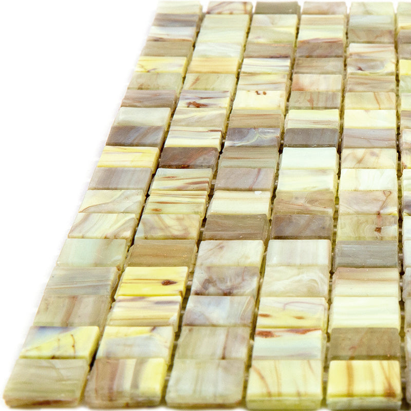 20-pack Skosh 11.6 in. x 11.6 in. Glossy Parchment Beige Glass Mosaic Wall and Floor Tile (18.69 sq ft/case) - Sample