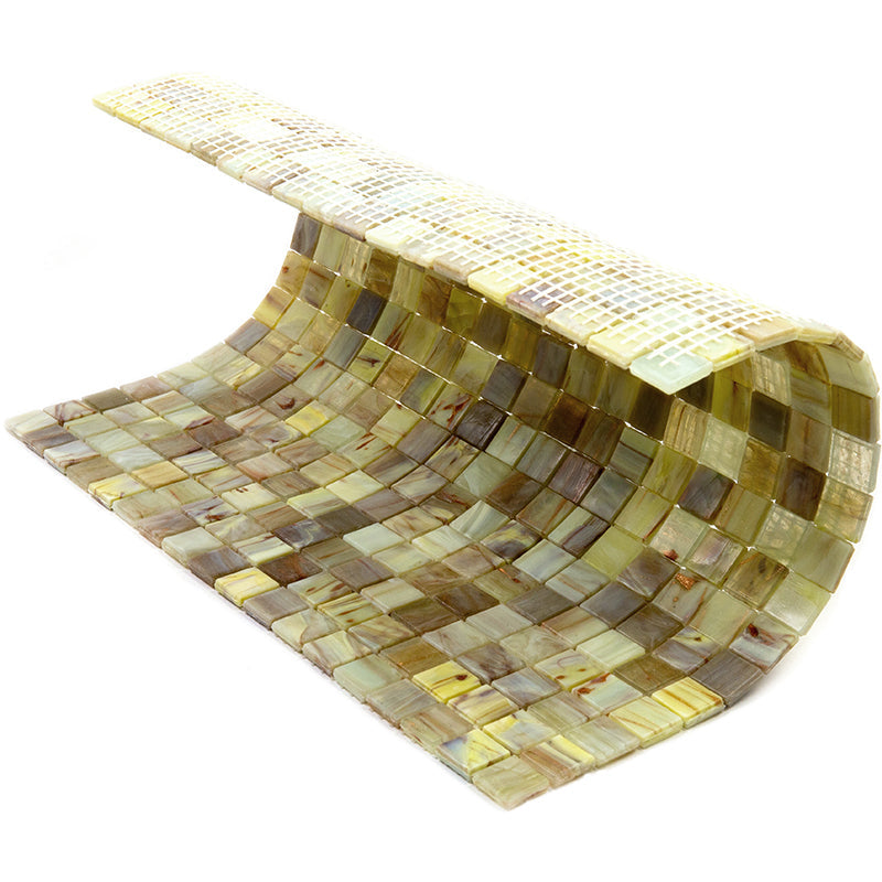 20-pack Skosh 11.6 in. x 11.6 in. Glossy Parchment Beige Glass Mosaic Wall and Floor Tile (18.69 sq ft/case) - Sample