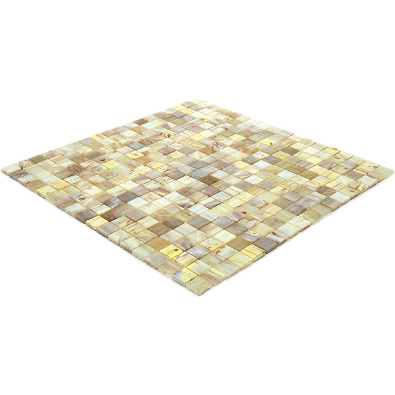 20-pack Skosh 11.6 in. x 11.6 in. Glossy Parchment Beige Glass Mosaic Wall and Floor Tile (18.69 sq ft/case) - Sample