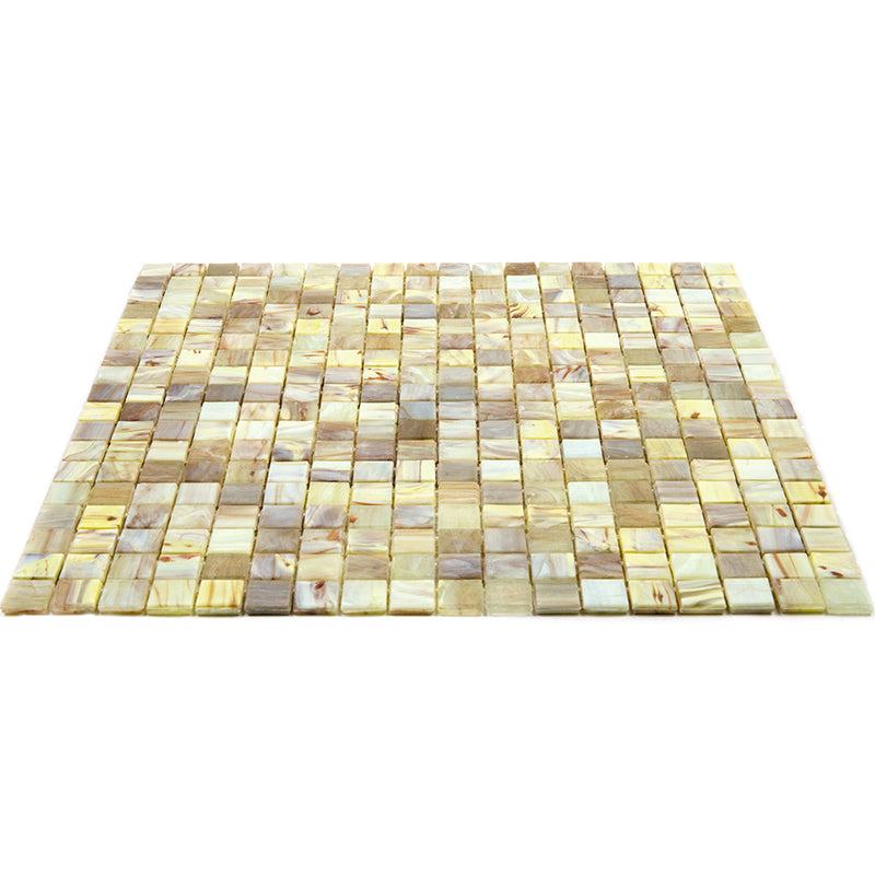 20-pack Skosh 11.6 in. x 11.6 in. Glossy Parchment Beige Glass Mosaic Wall and Floor Tile (18.69 sq ft/case) - Sample