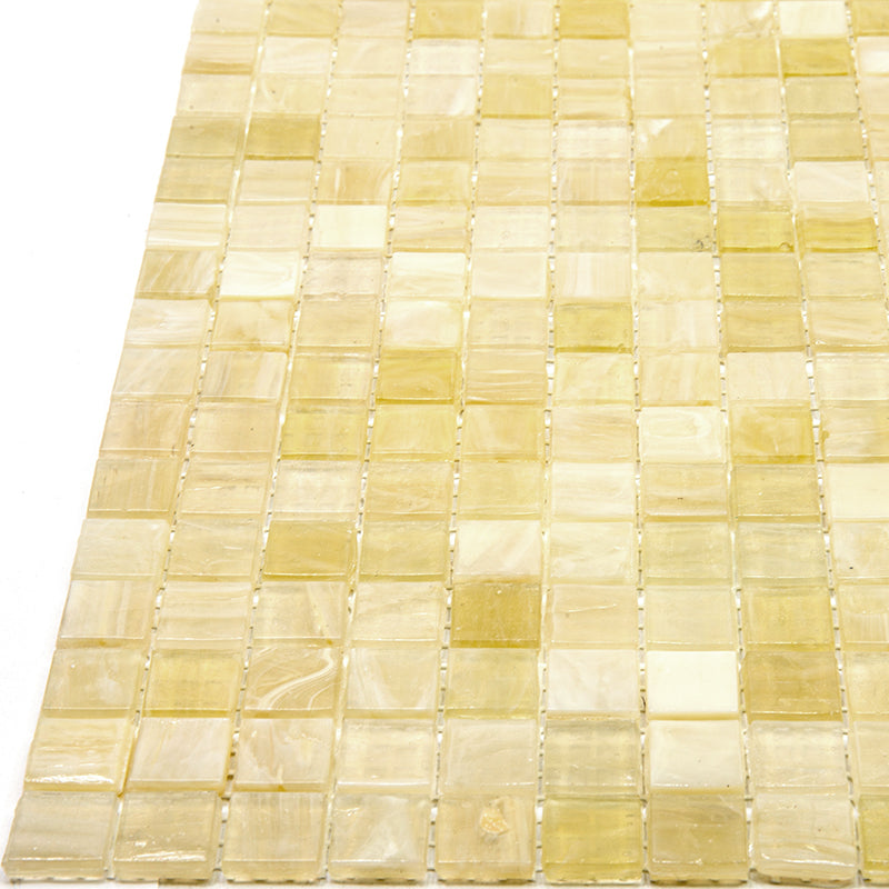 20-pack Skosh 11.6 in. x 11.6 in. Glossy Cream Beige Glass Mosaic Wall and Floor Tile (18.69 sq ft/case)