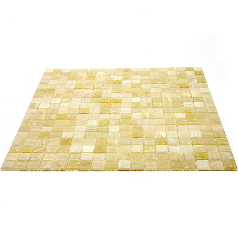 20-pack Skosh 11.6 in. x 11.6 in. Glossy Cream Beige Glass Mosaic Wall and Floor Tile (18.69 sq ft/case)