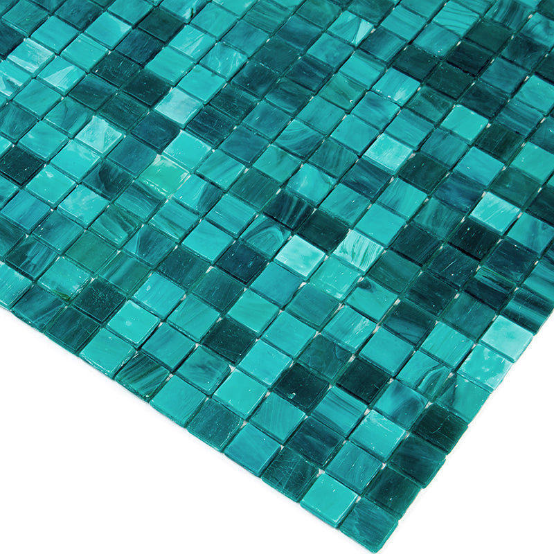 20-pack Skosh 11.6 in. x 11.6 in. Glossy Cerulean Green Glass Mosaic Wall and Floor Tile (18.69 sq ft/case)