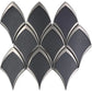 Glossy gray glass arabesque fan mosaic tile with silver edges, 10x12 inches, 4.25 sq ft per case