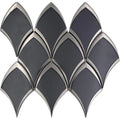Sample - Gray 10x12 Glossy Glass Arabesque, Fan Mosaic Tile (4.25 sq ft/case, 5-Pack)