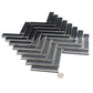 Sample - Gray 12x12 Glossy Glass Herringbone Mosaic Tile (4.59 sq ft/case, 5-Pack)