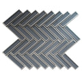 Sample - Gray 12x12 Glossy Glass Herringbone Mosaic Tile (4.59 sq ft/case, 5-Pack)