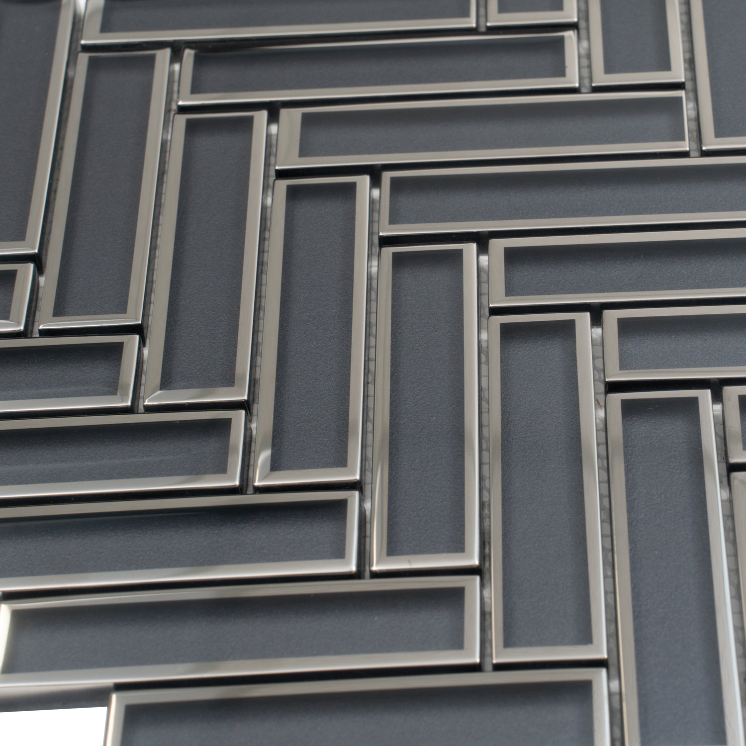 Gray 12x12 Glossy Glass Herringbone Mosaic Tile (4.59 sq ft/case, 5-Pack)