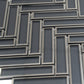 Sample - Gray 12x12 Glossy Glass Herringbone Mosaic Tile (4.59 sq ft/case, 5-Pack)