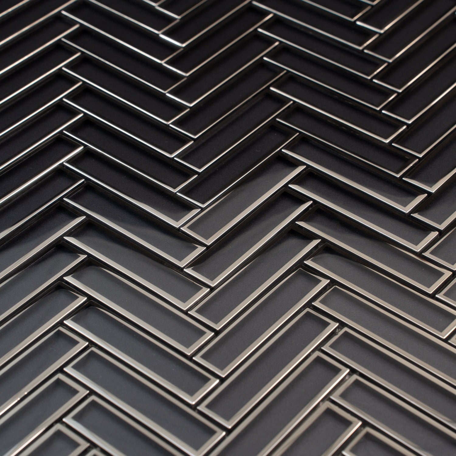 Sample - Gray 12x12 Glossy Glass Herringbone Mosaic Tile (4.59 sq ft/case, 5-Pack)