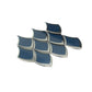 blue and gray glossy glass arabesque fan mosaic tile with silver edging