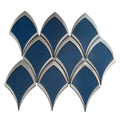 Sample - Blue, Gray 10x12 Glossy Glass Arabesque, Fan Mosaic Tile (4.25 sq ft/case, 5-Pack)