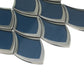 blue gray 10x12 glossy glass arabesque fan mosaic tile with silver edging