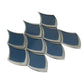 blue and gray glossy glass arabesque fan mosaic tile with curved edges
