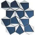 Sample - Blue, Gray 9x11 Glossy Glass Hexagon Mosaic Tile (3.28 sq ft/case, 5-Pack)