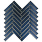Sample - Blue, Gray 12x12 Glossy Glass Herringbone Mosaic Tile (4.59 sq ft/case, 5-Pack)