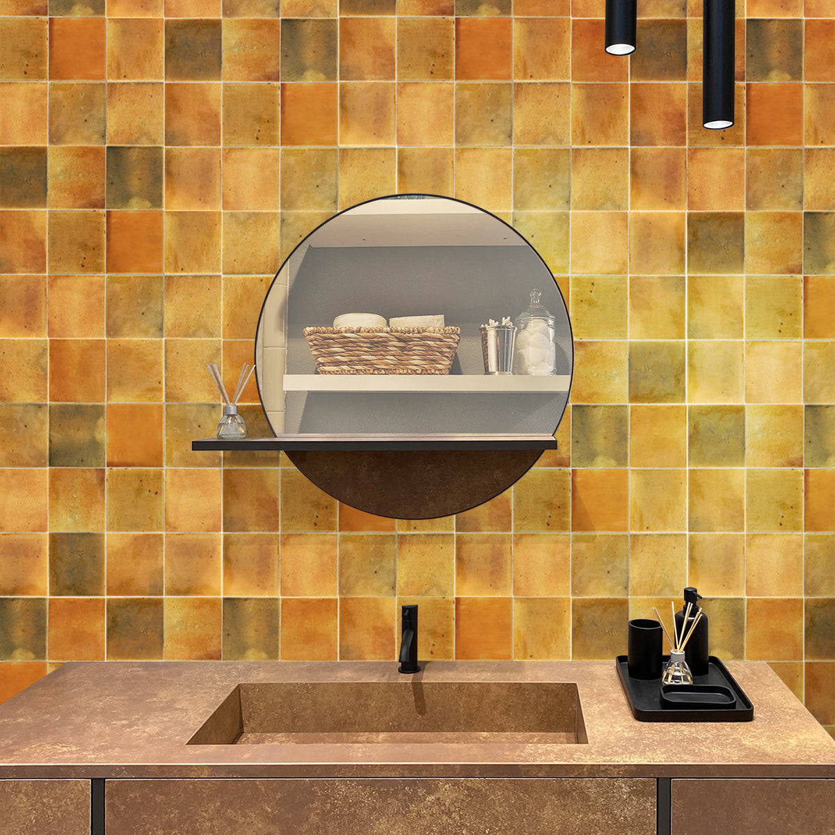4x4 Antiek Orange Glossy Square Tiles