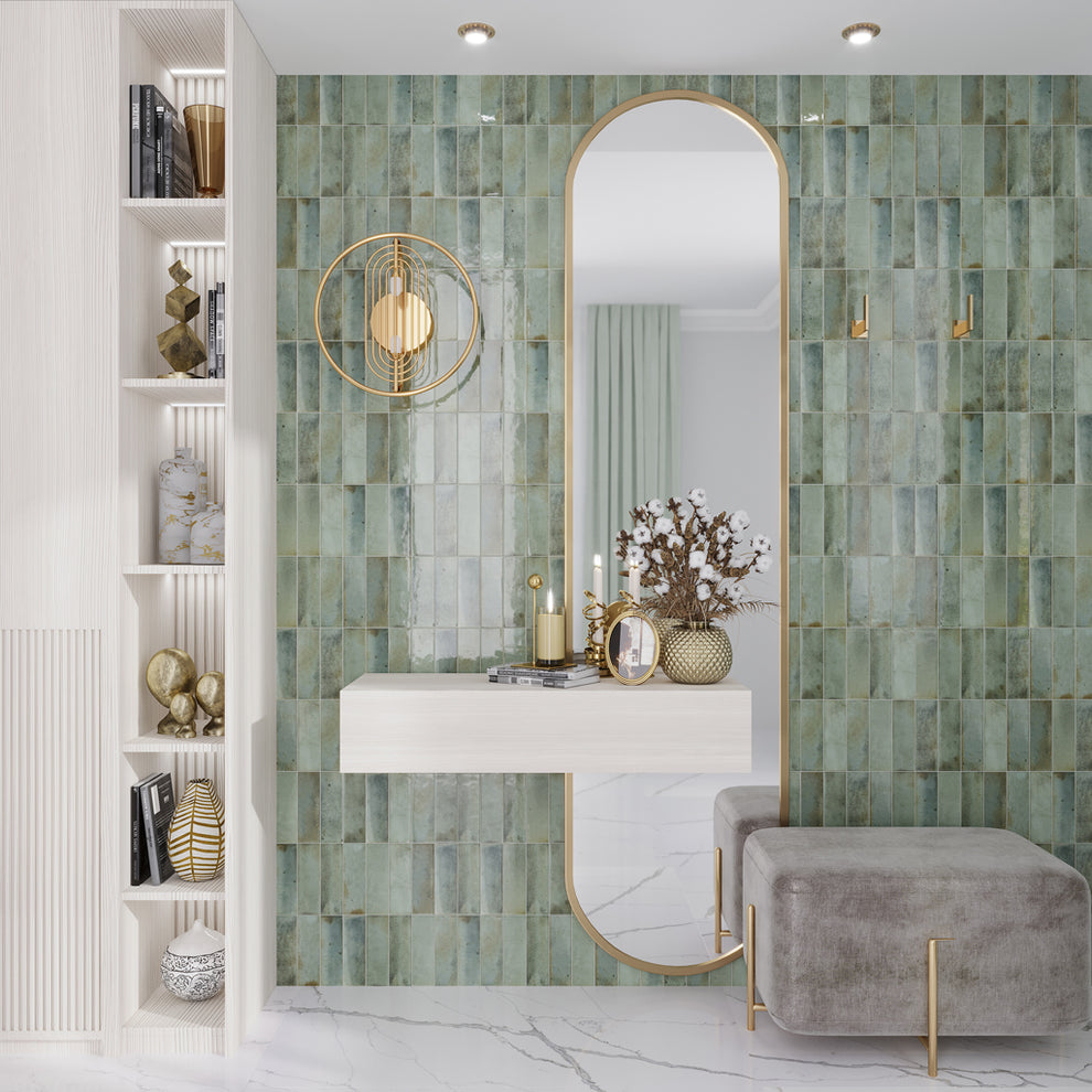 3x8 Antiek Glossy Green Ceramic Subway Tile - Green Ceramic Tile ...