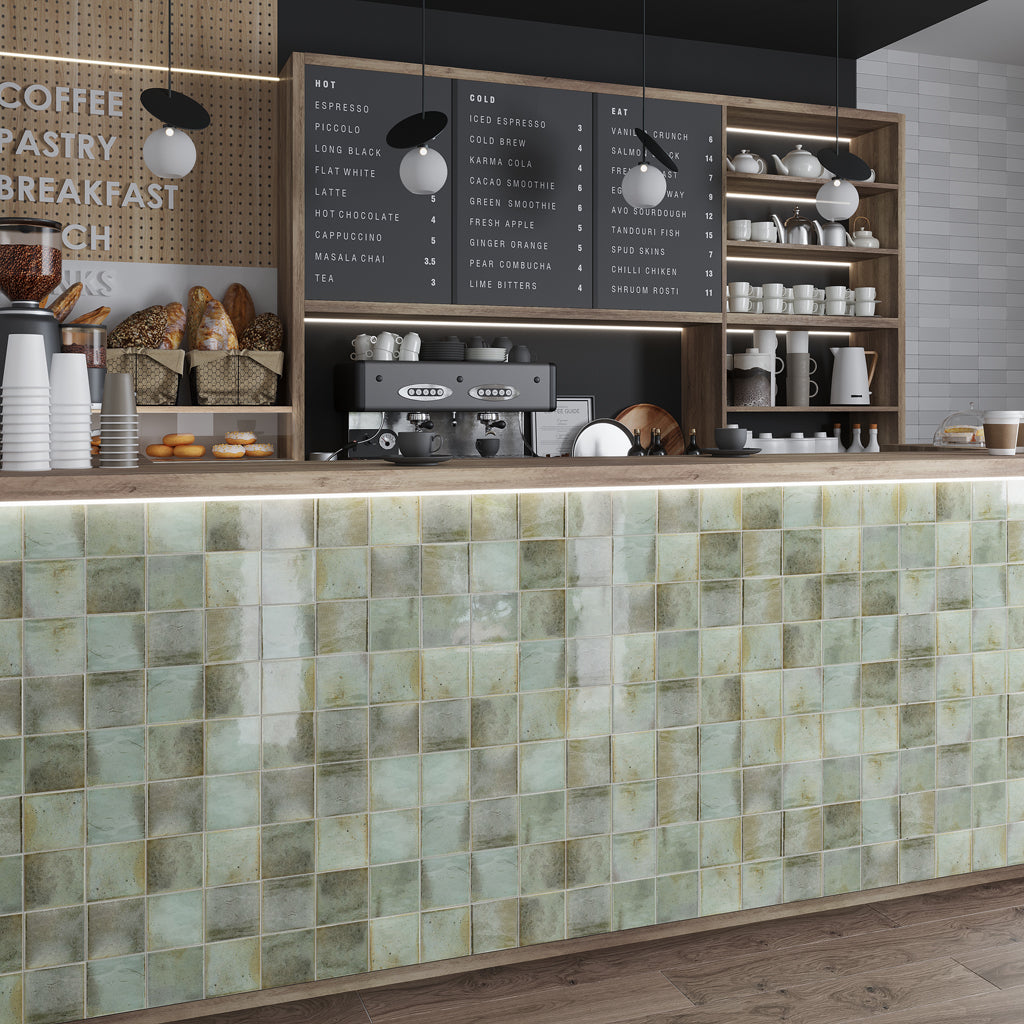 Sage Green 4x4 Glossy Square Ceramic Tile (50 pack, 5.39 sq ft/case) - Sample