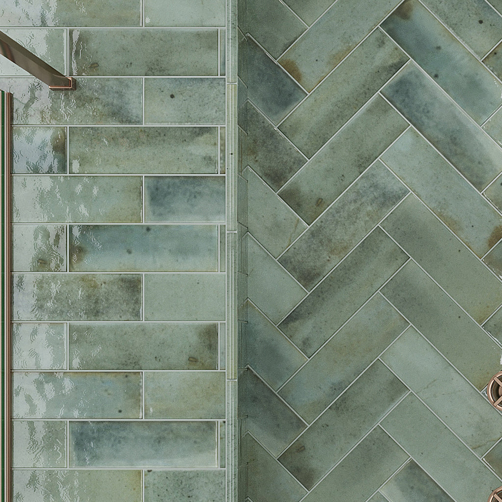 Sage Green 2.5x8 Glossy Ceramic Subway Tile (38 pack, 5.38 sq ft/case)