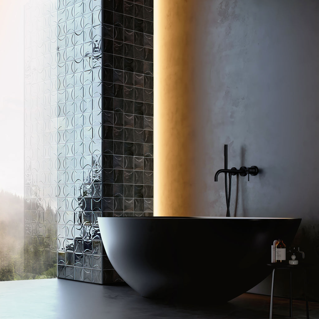 50 Pack Antiek 3.94 in. x 3.94 in. Glossy Black Ceramic Square Wall Tile (5.39 Sq ft/case), image size:1024x1024